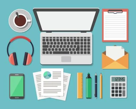 Business Work Flow Items and Gadgets Stock Illustration