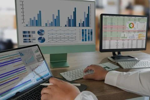 Business work hard Data Analytics Statistics Chart Information Business tec.. Stock Photos