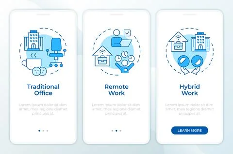 Business work models blue onboarding mobile app screen 스톡 일러스트
