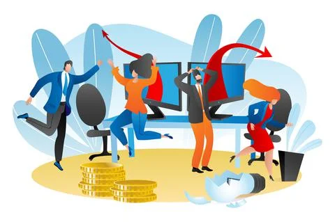 Business work problem, vector illustration. Man woman people character stressed Illustrazione stock