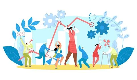 Business work problem, vector illustration. People character have stress in 스톡 일러스트