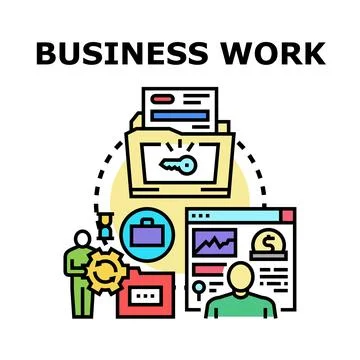 Business work process discovering key solution strategy Stock Illustration