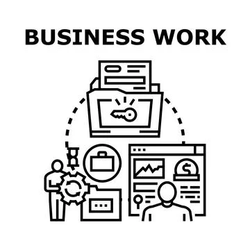 Business work process discovering key solution strategy Stock Illustration
