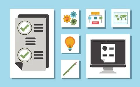 Business work set Stock Illustration