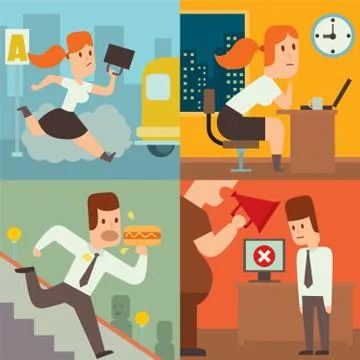 Business work time lag delay vector illusutration Stock Illustration