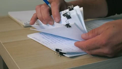 Business Worker Sorting Paper Documents Stock Footage 345544509