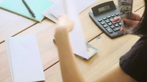 Business worker's hands counting dollar banknotes at the office. Concept of.. Stock Footage 266476002