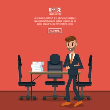 Business workers in office Stock Illustration