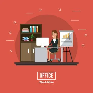Business workers in office Stock Illustration