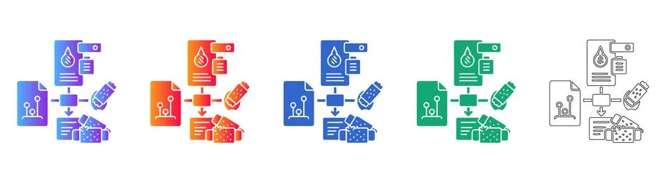 Business Workflow and Data Integration Icons 스톡 일러스트
