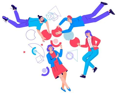 Business workflow and working process metaphor with people vector isolated. Stock Illustration