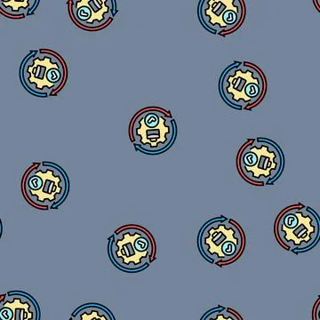 Business workflow automation vector seamless pattern Ilustración de archivo