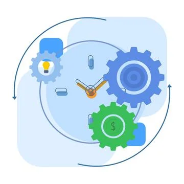 Business workflow concept, work process gears, Infographic elements Illustrazione stock