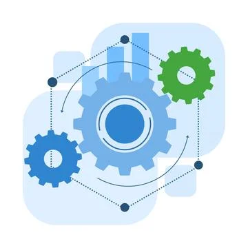 Business workflow concept, work process gears, Infographic elements. Illustrazione stock