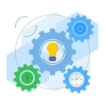 Business workflow concept, work process gears, Infographic elements. Illustrazione stock