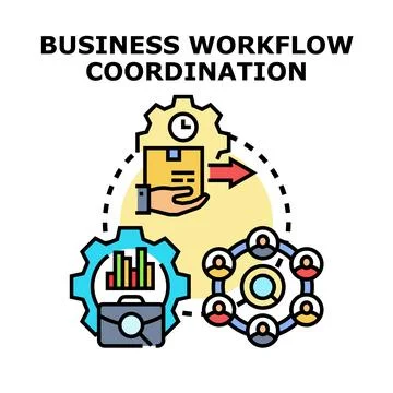 Business workflow coordination managing teamwork and processes イラスト素材