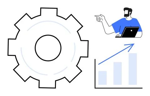 Business workflow, data analytics, teamwork, idea creation, productivity, inn 库存插图
