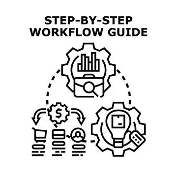 Business workflow guide process developing strategy Stock Illustration
