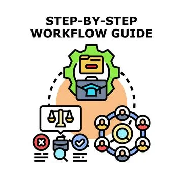 Business workflow guide process with step by step icons Stockillustratie