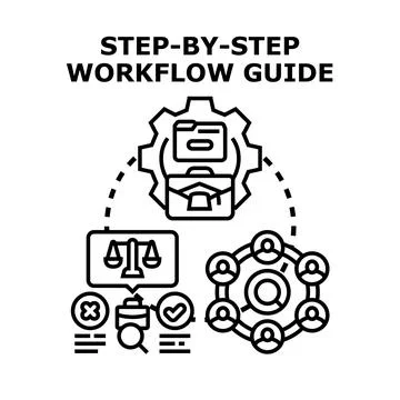 Business workflow guide process with step by step icons Stock Illustration