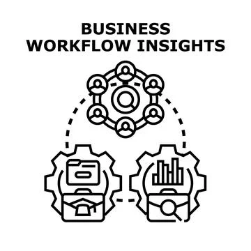 Business workflow insights development process and data analysis Stock Illustration
