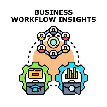 Business workflow insights development process and data analysis Stock Illustration
