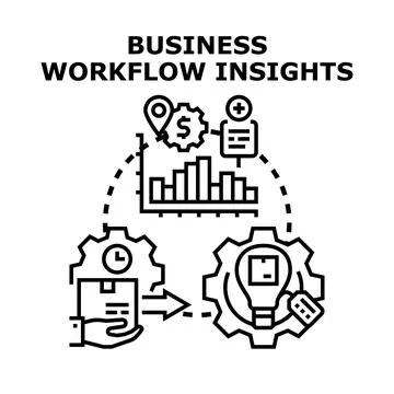 Business workflow insights optimizing process innovation Stock Illustration
