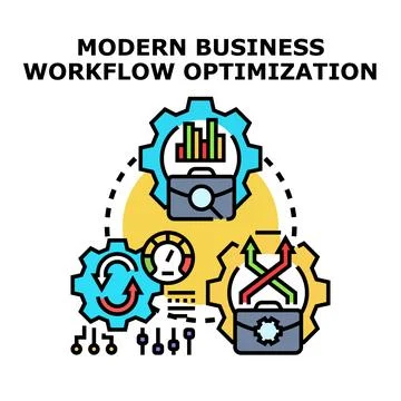 Business workflow optimization process improving company efficiency Stock Illustration