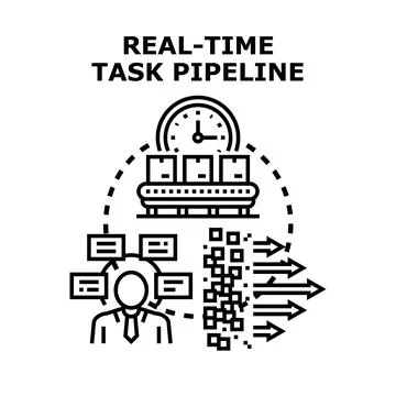 Business workflow pipeline optimizing real time operations Stockillustratie