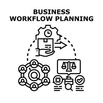 Business workflow planning process optimizing logistics and teamwork 스톡 일러스트