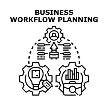 Business workflow planning process optimizing strategy concept Stock Illustration