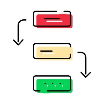 Business workflow process chart with colorful steps Stock Illustration