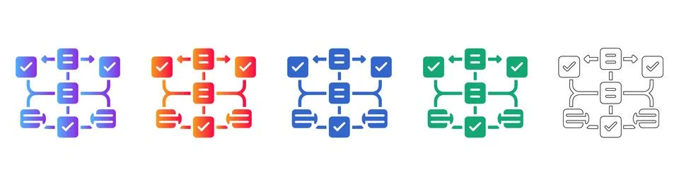 Business Workflow Process Icons Set 스톡 일러스트