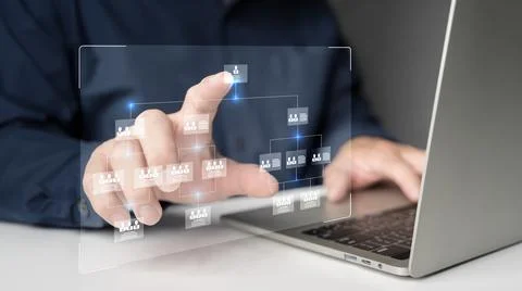 Business workflow process management concept. Workflow automation system. 스톡 사진