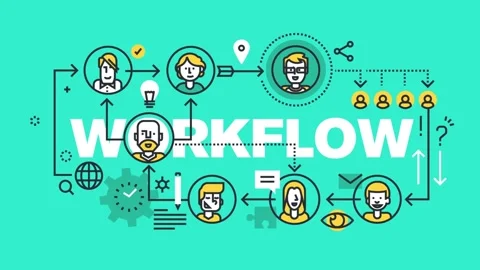 Business workflow process team collaboration. Stock Footage 340282581