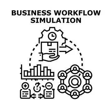 Business workflow simulation analyzing process optimization data イラスト素材