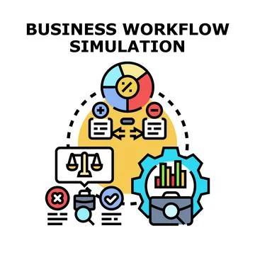 Business workflow simulation planning and management process Stock Illustration