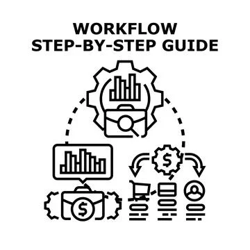 Business workflow step by step guide process 스톡 일러스트