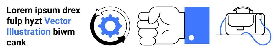 Business Workflow Visualization with Gear, Hand Gesture, and Briefcase Illustrazione stock