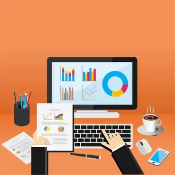 Business working on computer. Stock Illustration