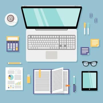 Business workplace flat Stock Illustration