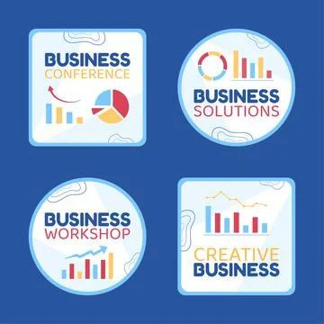 Business Workshop Label Template Flat Cartoon Background Vector Illustration 스톡 일러스트