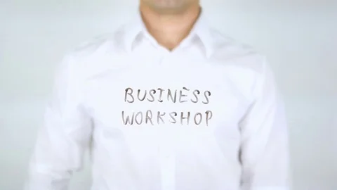 Business Workshop, Man Writing on Glass Stock Footage