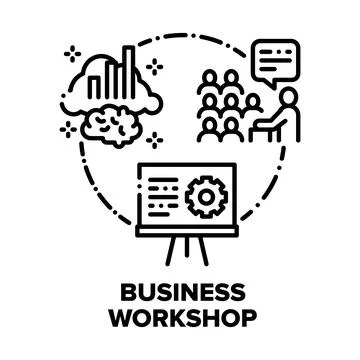 Business Workshop Meeting Vector Concept Black Illustration Stock Illustration