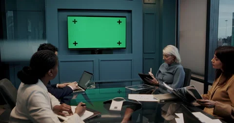 Business, workshop or team in office with green screen, people or info in Stock Footage 329615016