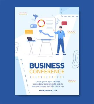 Business Workshop Poster Template Flat Cartoon Background Vector Illustration Stock Illustration