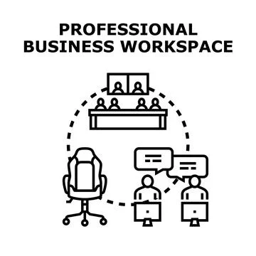 Business workspace connecting remote team meeting workflow Stock Illustration