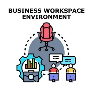 Business workspace environment creating teamwork and analysis Stock Illustration
