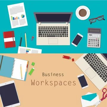 Business workspace Illustrazione stock