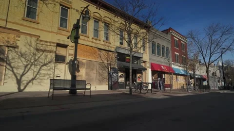 Businesses boarded up because of protests. Stock-Footage 157843774